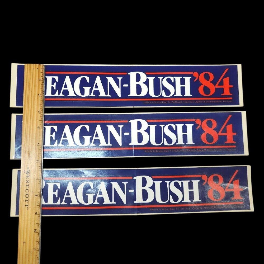Reagan Bush 1984 Presidential Campaign Stickers Lot Of 3 Bumper Political NOS - Picture 3 of 4